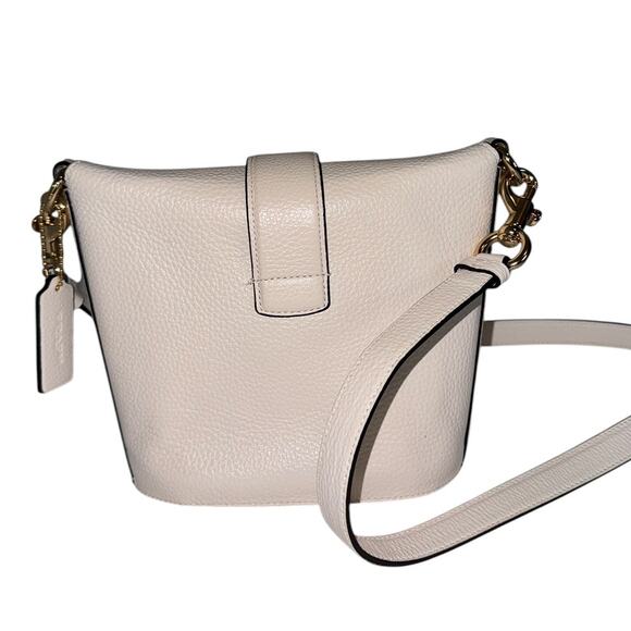 Coach Addie Chalk White Pebbled Leather Crossbody Bucket Bag - Picture 4 of 16